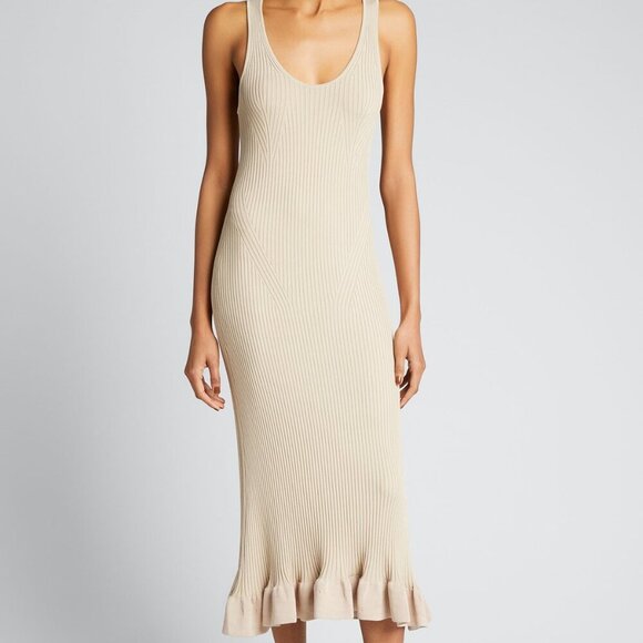 NWT ALTUZARRA Women's Marjoram Ribbed-knit Tank Dress In Neutral Size - Large - Picture 1 of 14
